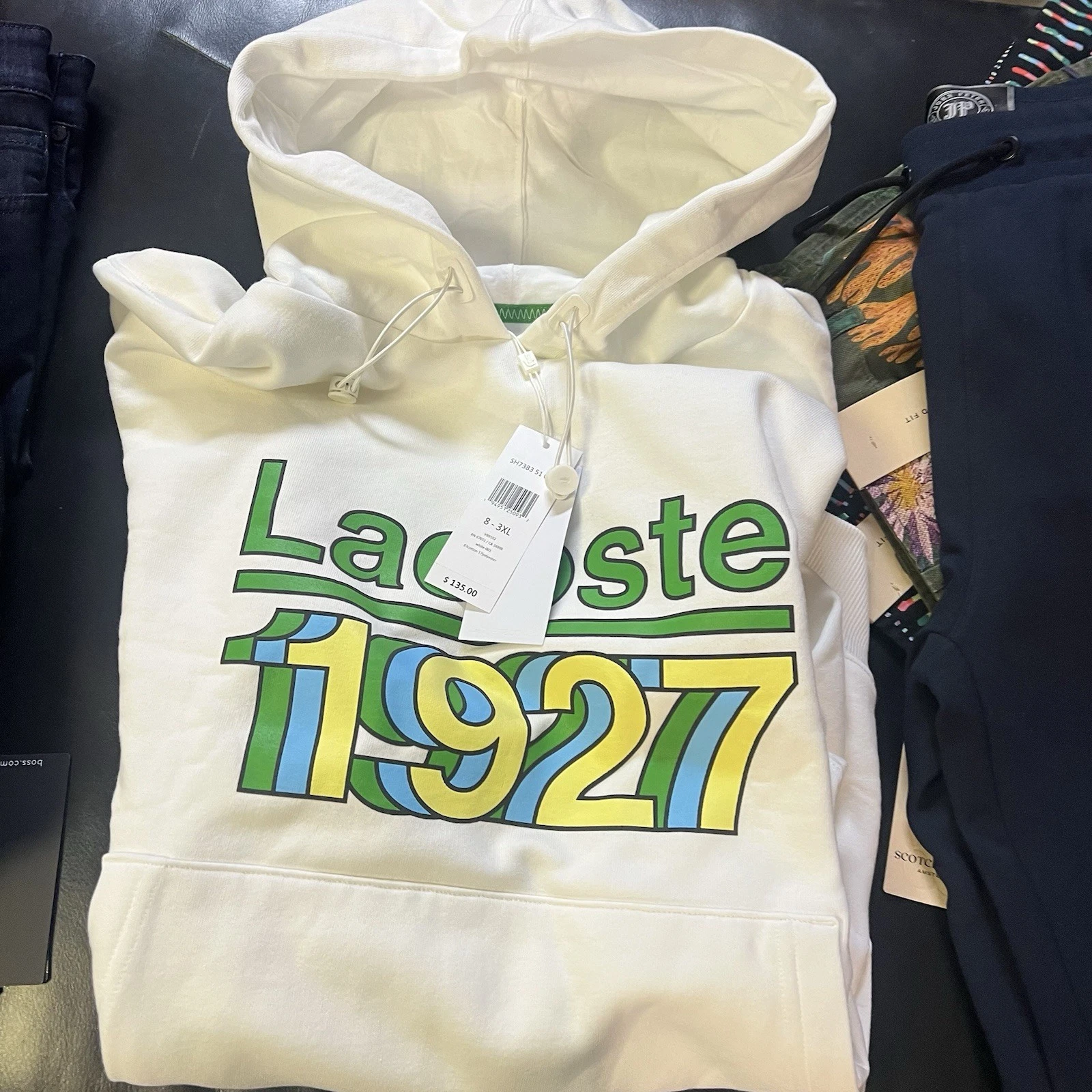 Lacoste Hoodie White Pullover Sweater Sweatshirt Jumper Men’s Size 2XL