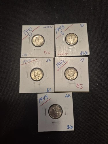 Photo of a 1940-S Mercury Dime from an eBay listing that sold on Jul 20, 2026