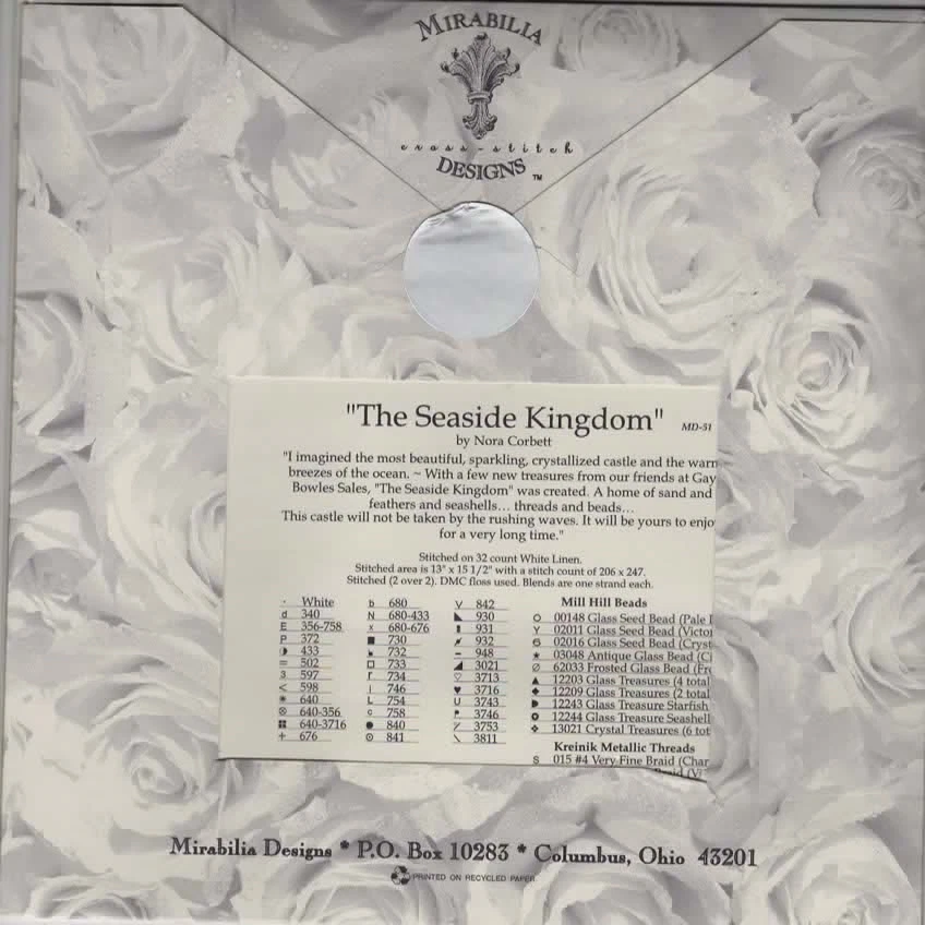 Mirabilia MD-51 THE SEASIDE KINGDOM Corbett Pattern Chart & Embellishment Pack - Image 2 of 3