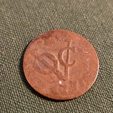 1770 VOC Dutch East India ½ Duit Copper Coin – New York Colonial Era Penny P24