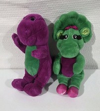 Vintage 1992 Barney Plush  Dakin BABY POP HAND PUPPET 15" Stuffed Animal Lot 2