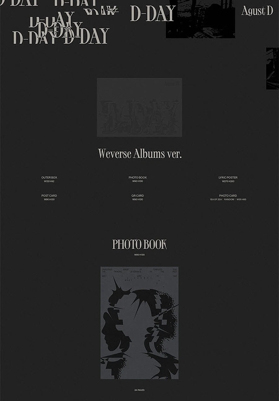 BTS SUGA AGUST D [D-DAY] Album WEVERSE Ver/QR Card+Photo Book+