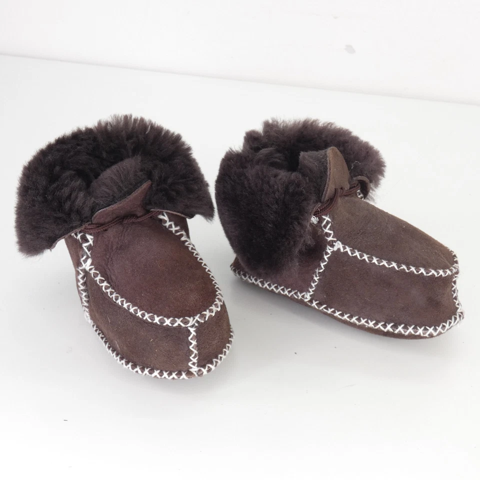 Botas Bebé Piel de Cordero Botines Invierno Zapatos Marrón Suela 13 cm M 18 meses Foto 2 de 4