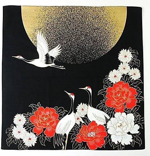 Furoshiki Japanese Traditional Wrapping Cloth Tapestry Made in Japan Moon &Crane - Picture 1 of 7