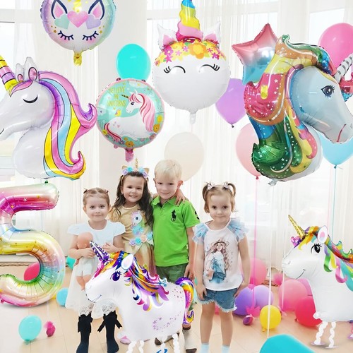 12 Stück Einhorn 5 Geburtstag Deko Einhorn Luftballons 5 Jahr Einhorn Folienb... - Bild 7 von 7