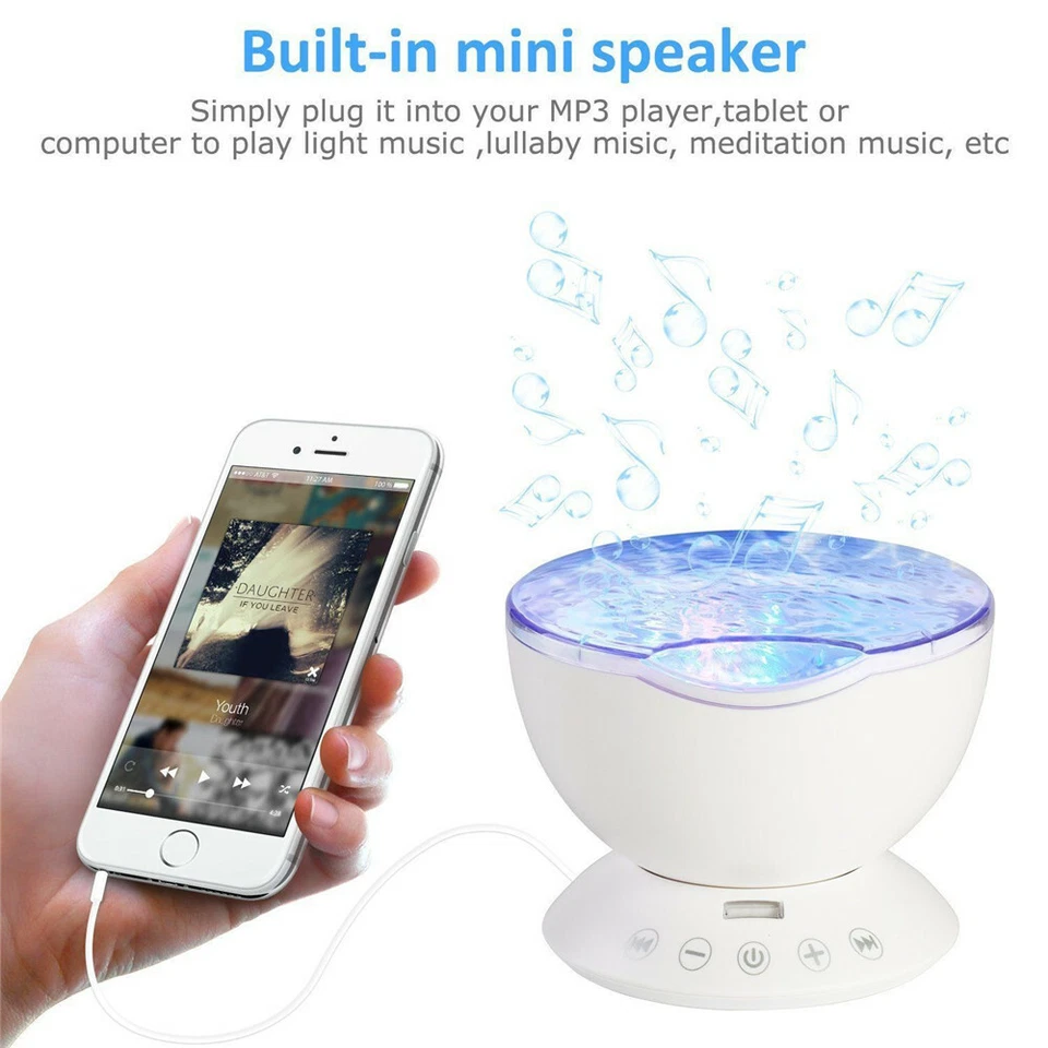 远程海浪投影仪 LED 儿童夜灯 LED 星月装饰灯美国 — 第 3/4 张图片