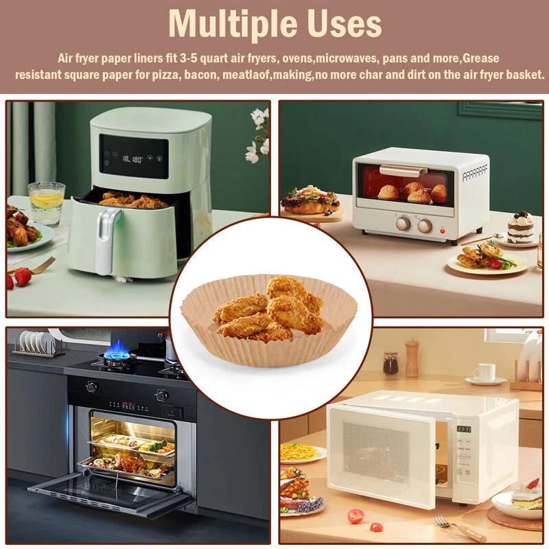 Air Fryer Liners 100/200/400 Pcs Disposable Parchment Paper Liner Non Stick Food Air Fryer Liners 100/200/400 Pcs Disposable Parchment Paper Liner Non Stick Food