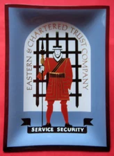 EASTREN & CHARTERED TRUST COMPANY GLASS TRAY ASHTRAY - PRISTINE CONDITION