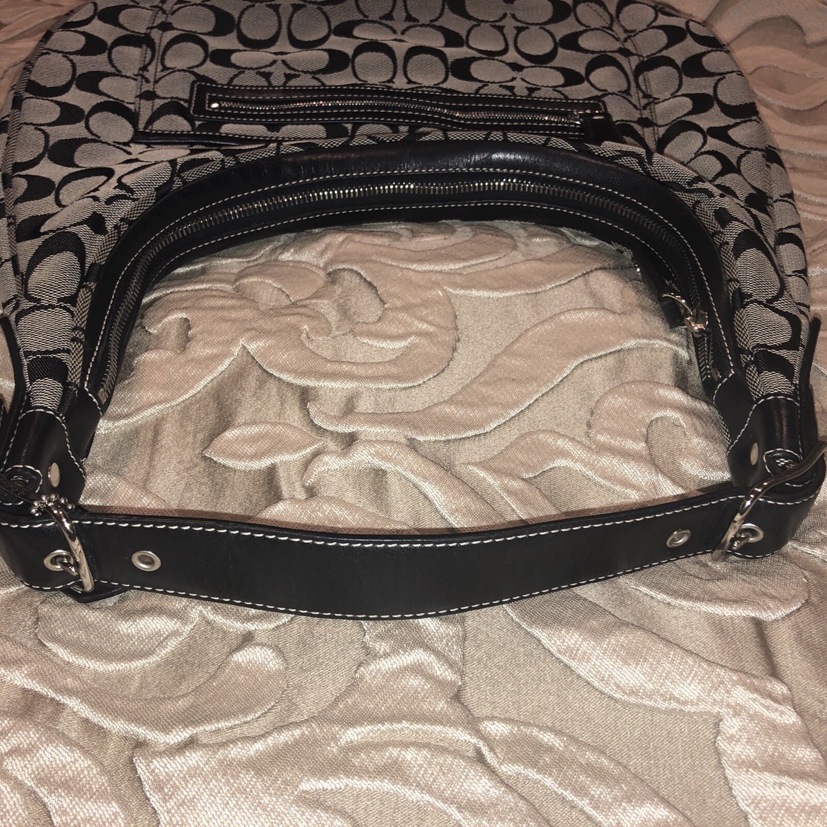 Coach Signature Soho Hobo Shoulder Bag Black Monogram Luxury Coach Signature Soho Hobo Shoulder Bag Black Monogram Luxury