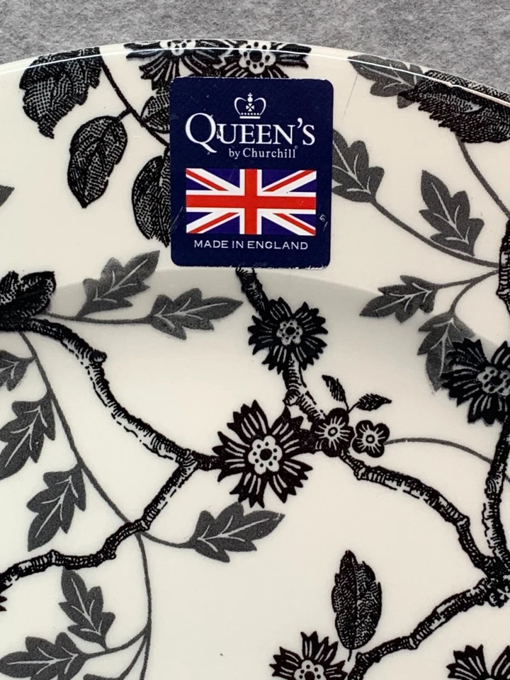 Queen's China Black Orchid 12" Round Serving Platter Plate NEW Floral ENGLAND - Image 3 of 4
