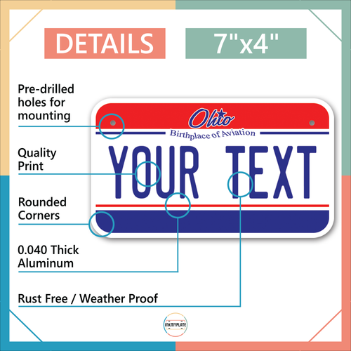 Custom state License Plates with personalized text Car 12x6- Moto 7x4 - Bike 6x3 - Picture 399 of 570