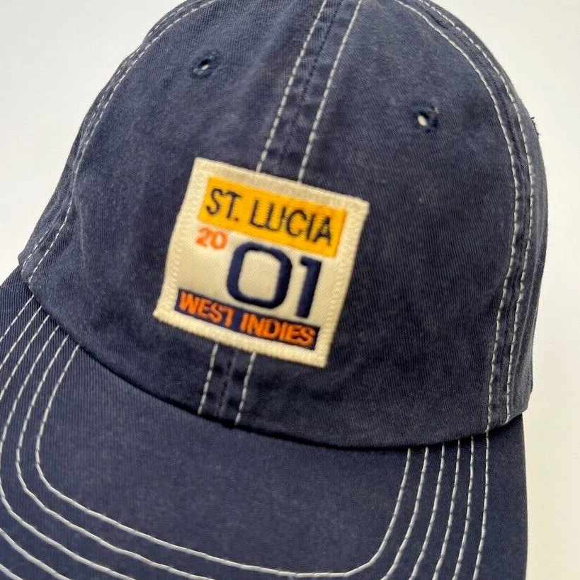 Gorra Santa Lucía Hombres Correa Trasera 2001 West Indies Resort Trabajo Fiesta Gorra Core Ex Foto 3 de 4