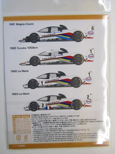 SHUNKO Decal Sheet 1:24 Scale Peugeot 905 Evo1 1991-93 SHK-D120B suit Heller kit - Picture 4 of 4
