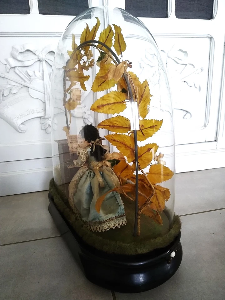 jouet ancien automate LA PIANISTE sous globe de verre esprit THEROUDE 1860 1870 - Photo 4/4