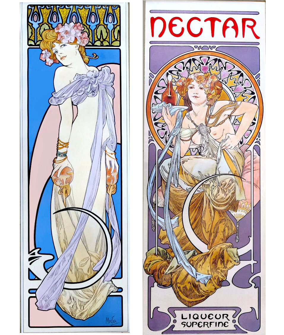 Alphonse Mucha Art Nouveau La Blonde & Nectar Vintage Art Prints