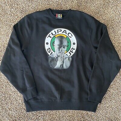 NEW Cross Colours Tupac Shakur 2Pac Crew Black Sweatshirt