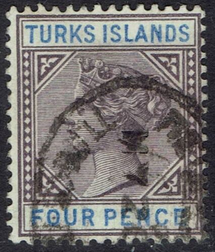 TURKS ISLANDS 1893 QV 4D USED - 第 1/2 張圖片