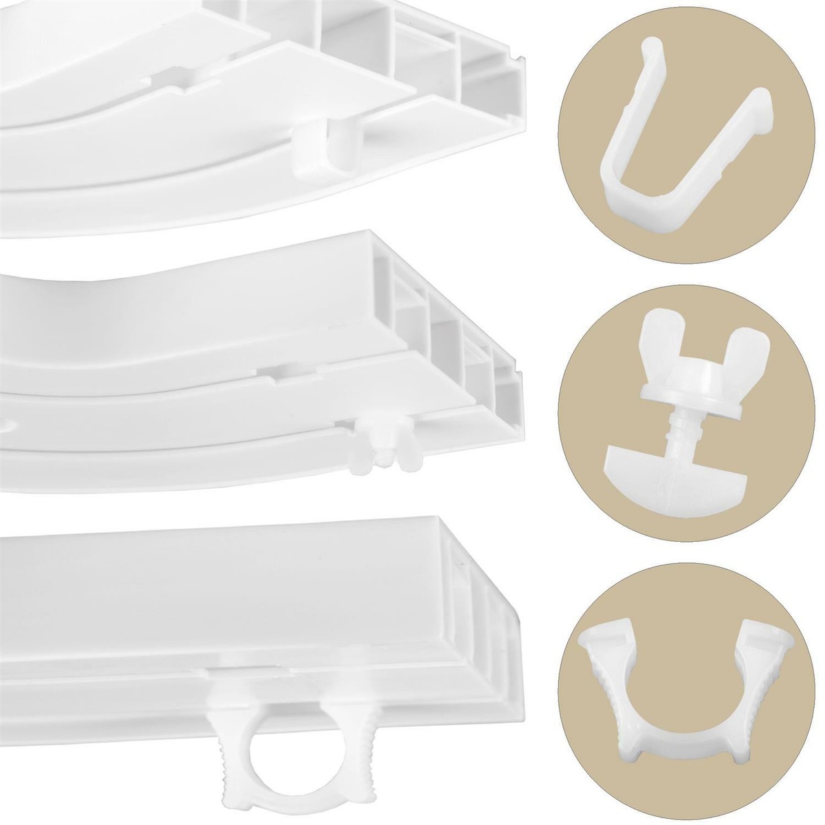 24 Gardinenstopper Weiß - Kunststoff Feststeller Für Vorhangschienen