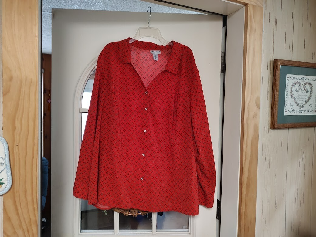 Catherines Dark Orange Designed Button Down Shirt… - image 1