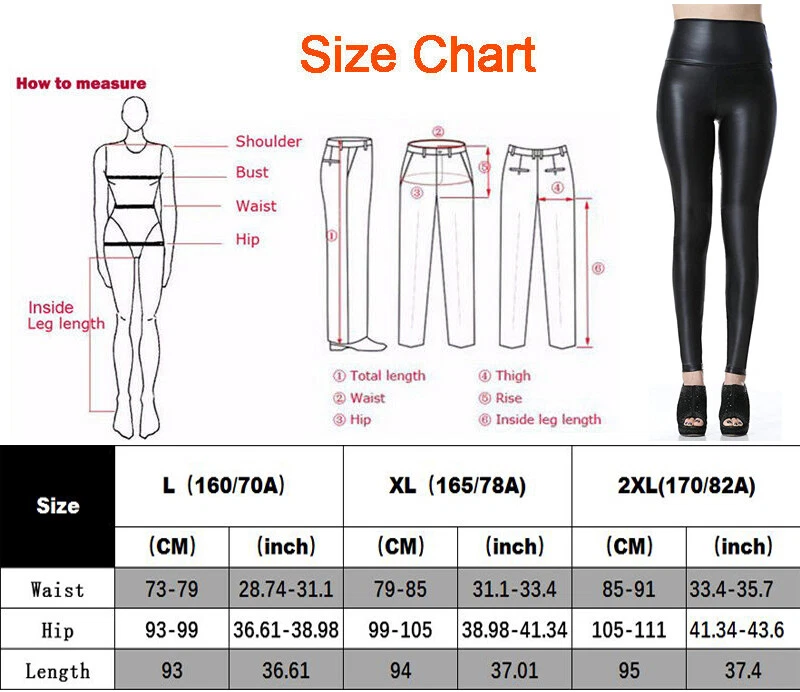 Women Stretchy Faux Leather Leggings Casual PU Pants High Waist Pencil Trousers - Image 4 of 4