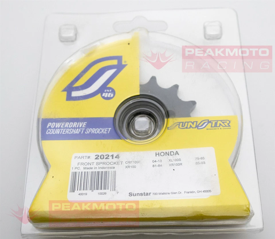 Piñón delantero contraeje de acero Sunstar 20214 14T Honda XR100R CRF100F 1985-13 Foto 2 de 2