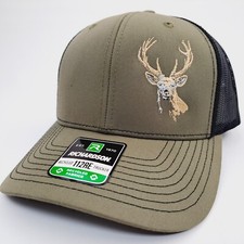 Deer Hunter Hat Embroidered Richardson 112 Loden Trucker Mesh Snapback Cap