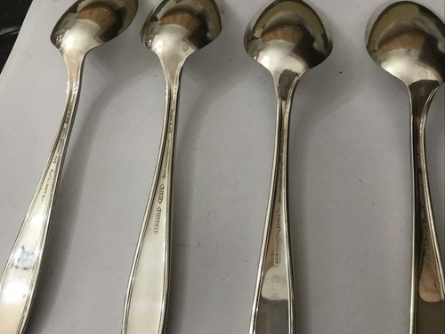 4 Oneida Community Tudor 18cm Enchantment Silver Plate Dessert Spoons Cutlery - Picture 6 of 6