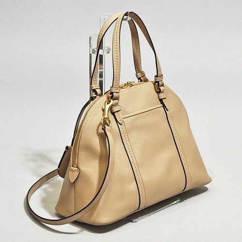 NWT Coach PEYTON LEATHER CORA DOMED SATCHEL Handbag 25671 Silver/Gold - Picture 4 of 8
