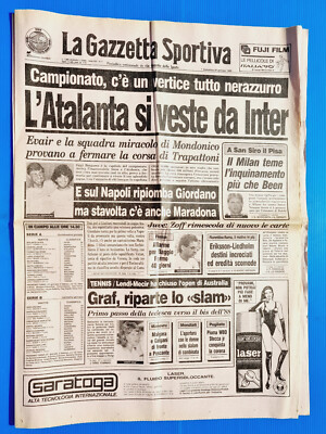 GAZZETTA DELLO SPORT 29. Januar 1989 BAGGIO-STEFFI GRAF-MARIO BEEN-MARADONA