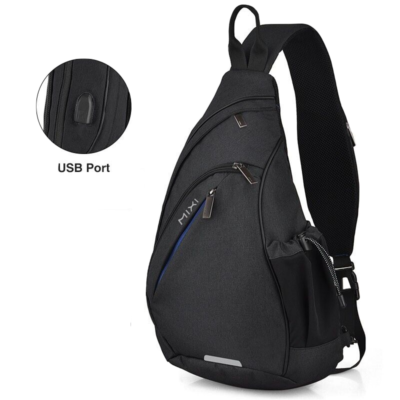 Mixi Men One Shoulder Backpack Women Sling Bag Crossbody USB Boys