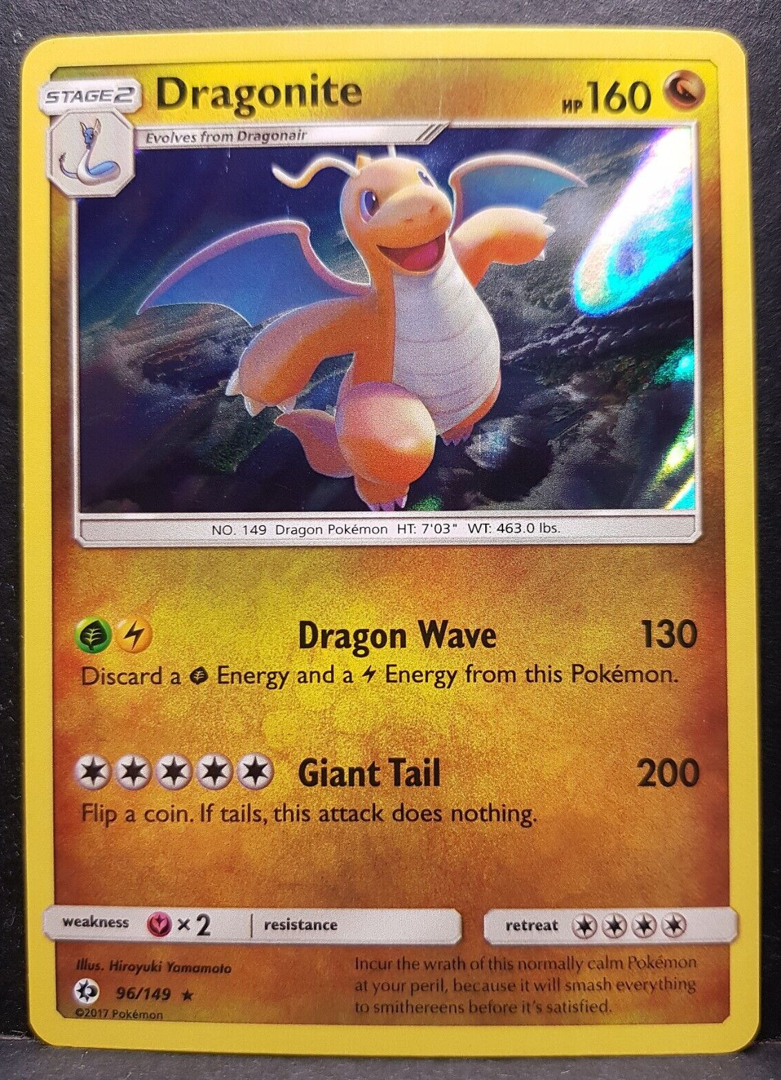 Dragonite 96/149 Sun & Moon Holo Pokémon Pokemon Card English Near Mint