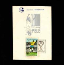 Pel� 1000 GOL Soccer Fottball Brazil 1969 - Philatelic Leaflet With Rust Dots