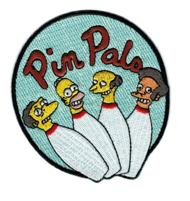 PATCH THE SIMPSONS PIN PALS HOMER , MOE MR BURNS APU BOWLING IRON
