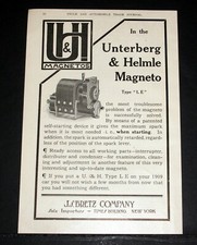 1908 OLD MAGAZINE PRINT AD, 1909 BRETZ UNTERBERG & HELMLE MAGNETOS, UP-TO-DATE!