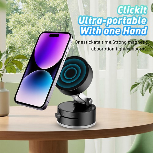 Black Vacuum Strong Magnetic Phone Holder Suction Cup Car Foldable Car Mount New - 第 9/11 張圖片