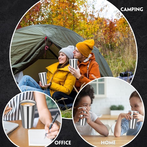 Paquete de 8 vasos de agua al vacío de doble pared con aislamiento de acero inoxidable de 16 oz - Imagen 4 de 7