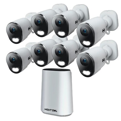 Night Owl 8 Channel 8 Camera Indoor Outdoor Plug-In WiFi IP 4K 64GB Security Kit