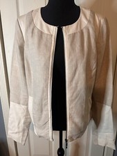 Kenzie Women’s Jacket Size M Beige/cream Color Fabric/leather (b)