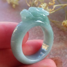 Video Certified Green Natural A JADE Jadeite Dragon RING USA. 9.25    693825 AS