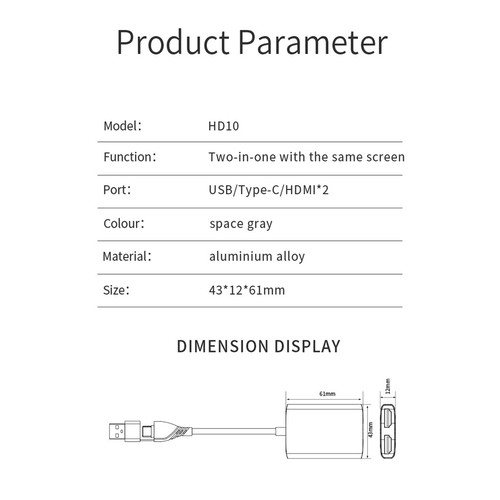 Laptop-Dockingstation für Monitore, USB-Auf-Dual--Kompatibler Adapter 1222 - Afbeelding 8 van 9