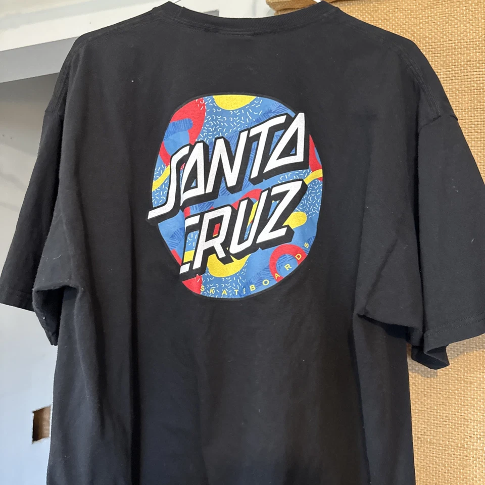 Camiseta Santa Cruz Skateboards Para Hombre XL Negra Retro Logo Gráfico Camiseta Foto 4 de 4