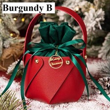 4 Pochettes Cadeau Faux Cuir DIY Kit Noël Vintage Paix Apple, 11*8cm