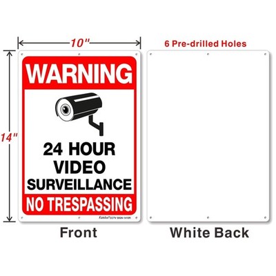 Reflective Security Sign, 14x10 Inches, 4-Pack