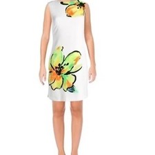Lauren Ralph Lauren Floral Fruit Print Sleeveless Sheath Dress White Size  10