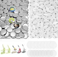 200 Sets 1.25 Inch Button Maker Supplies, 32Mm round Badge Parts with Metal Cove