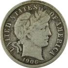 1906 D Barber Silver Dime F Fine 10c Coin Collectible SKU:CP683