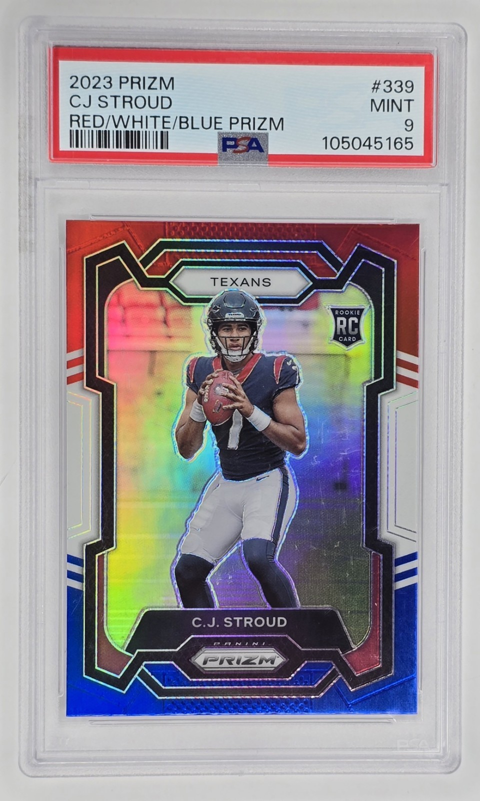 2023 Panini Prizm C.J. Stroud #339 RED WHITE BLUE RC Prizm PSA 9 MINT