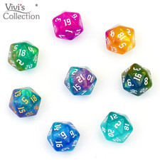 D20 Dice Set 5Pcs 20 Sided Acrylic For D&D Infinity RPG Board Games Table 20mm