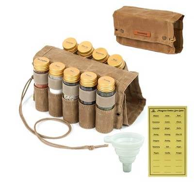 MONGPIENS Camping Spice kit with 9 Compact (7.87'' L x 15.16'' H), CAMEL BROWN 