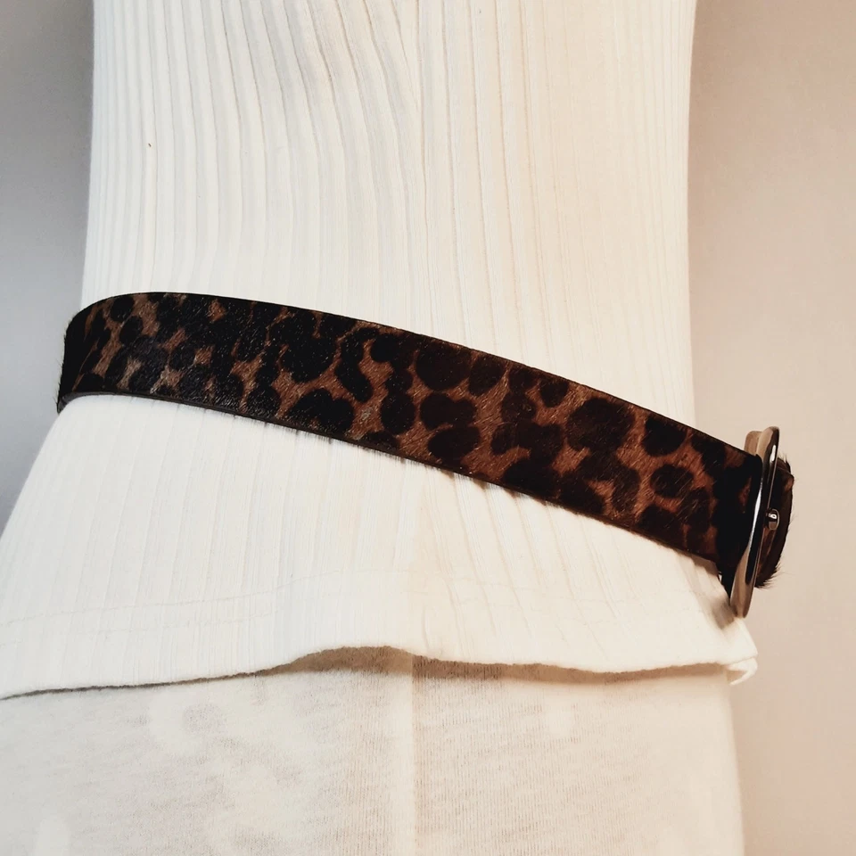 Cinturón Nine West Peludo Piel de Vaca Estampado Animal Cintura Media Negro Marrón Gris Foto 4 de 4
